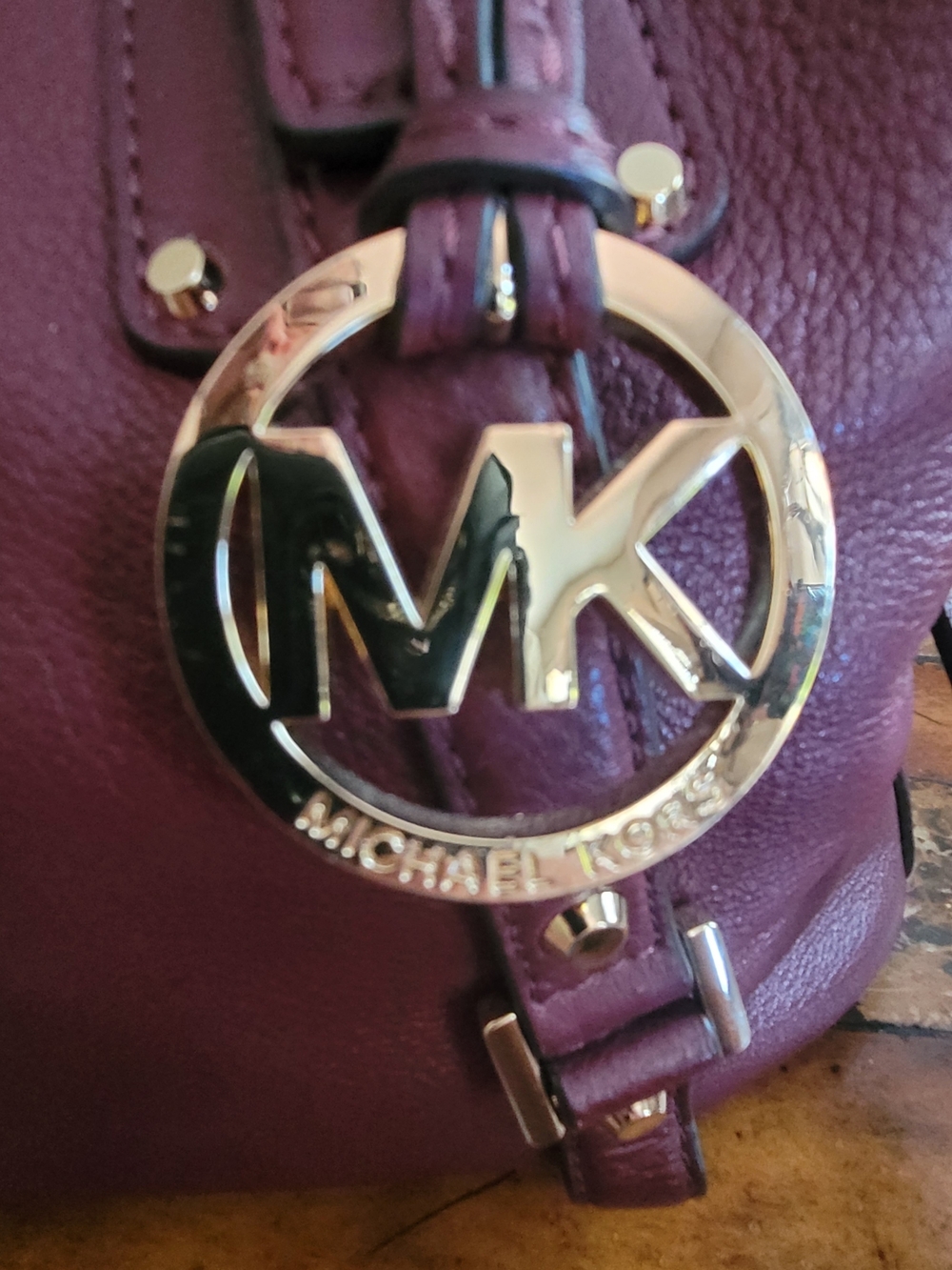 Michael Kors Women’s Burgundy Leather Satchel Bag - Picture 9 of 9